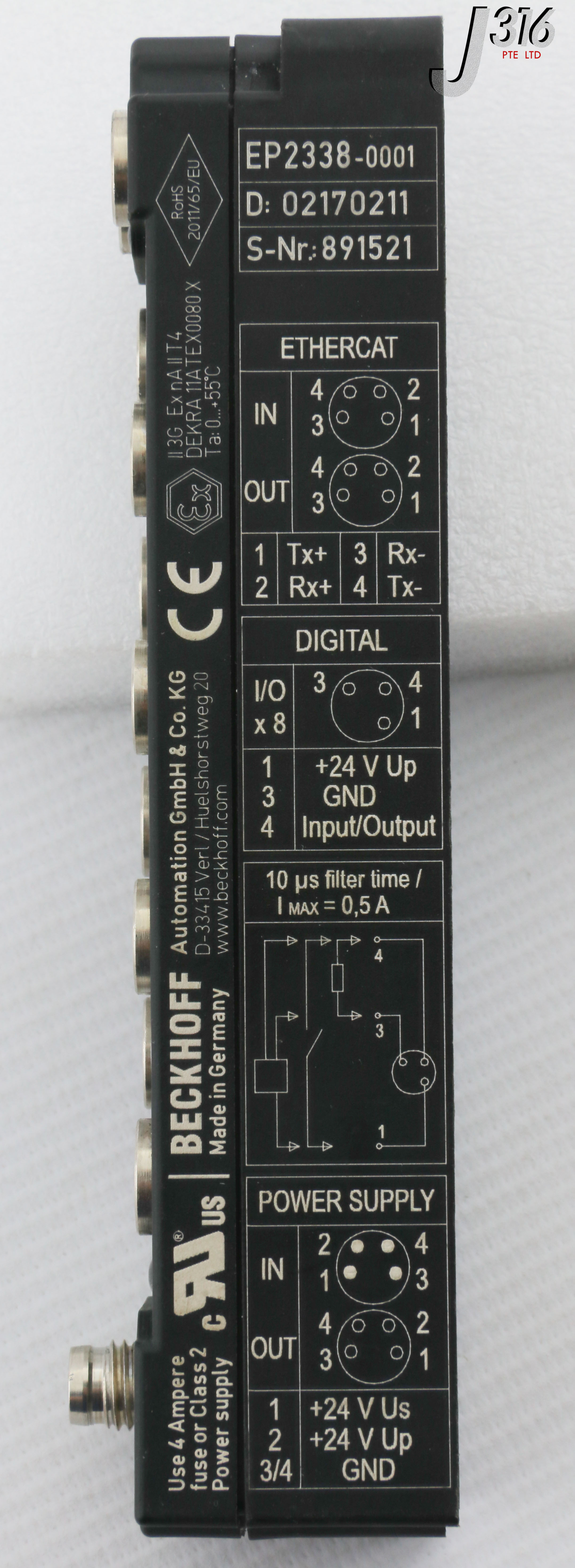 26127 BECKHOFF ETHERCAT BOX, 8-CHANNEL DIGITAL COMBI EP2338-0001 ...